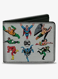 DC Comics Dc Justice League Retro Superhero Group Pose Bifold Wallet