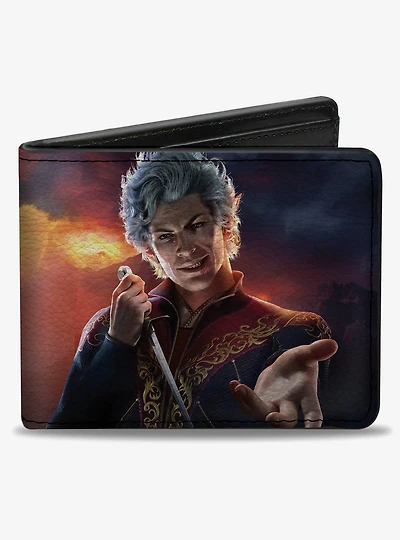 Baldur's Gate III Baldurs Gate Astarion Hand Out Pose and Title Logo Bifold Wallet