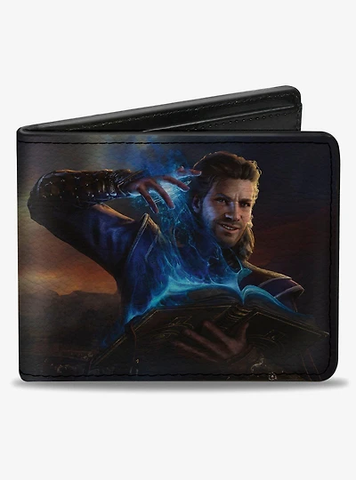 Baldur's Gate III Baldurs Gate III Gale Magic Pose Scene and Title Logo Bifold Wallet