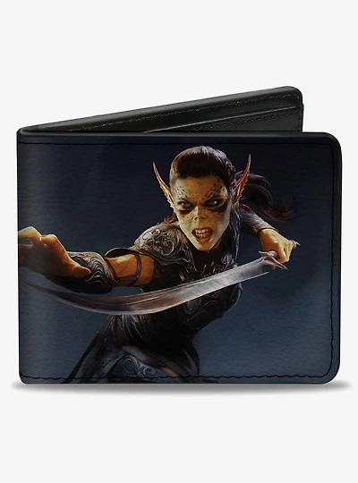 Baldur's Gate III Baldurs Gate LaeZel Sword Pose and Title Logo Bifold Wallet