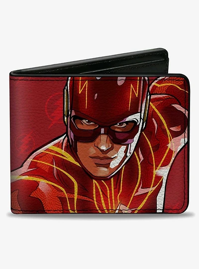 DC Comics The Flash Running Pose with Lightning Icons Bifold Wallet