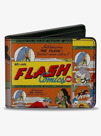 DC Comics Classic Introducing the Flash Comic Book Panels Collage Bifold Wallet