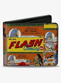 DC Comics Classic Introducing the Flash Comic Book Panels Collage Bifold Wallet