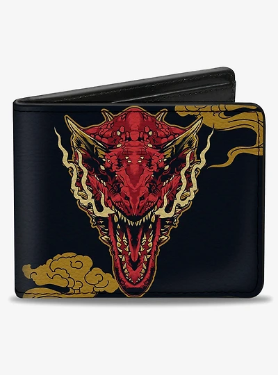 House of the Dragon Caraxes Breathing Fire Pose and Clouds Bifold Wallet
