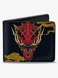 House of the Dragon Caraxes Breathing Fire Pose and Clouds Bifold Wallet