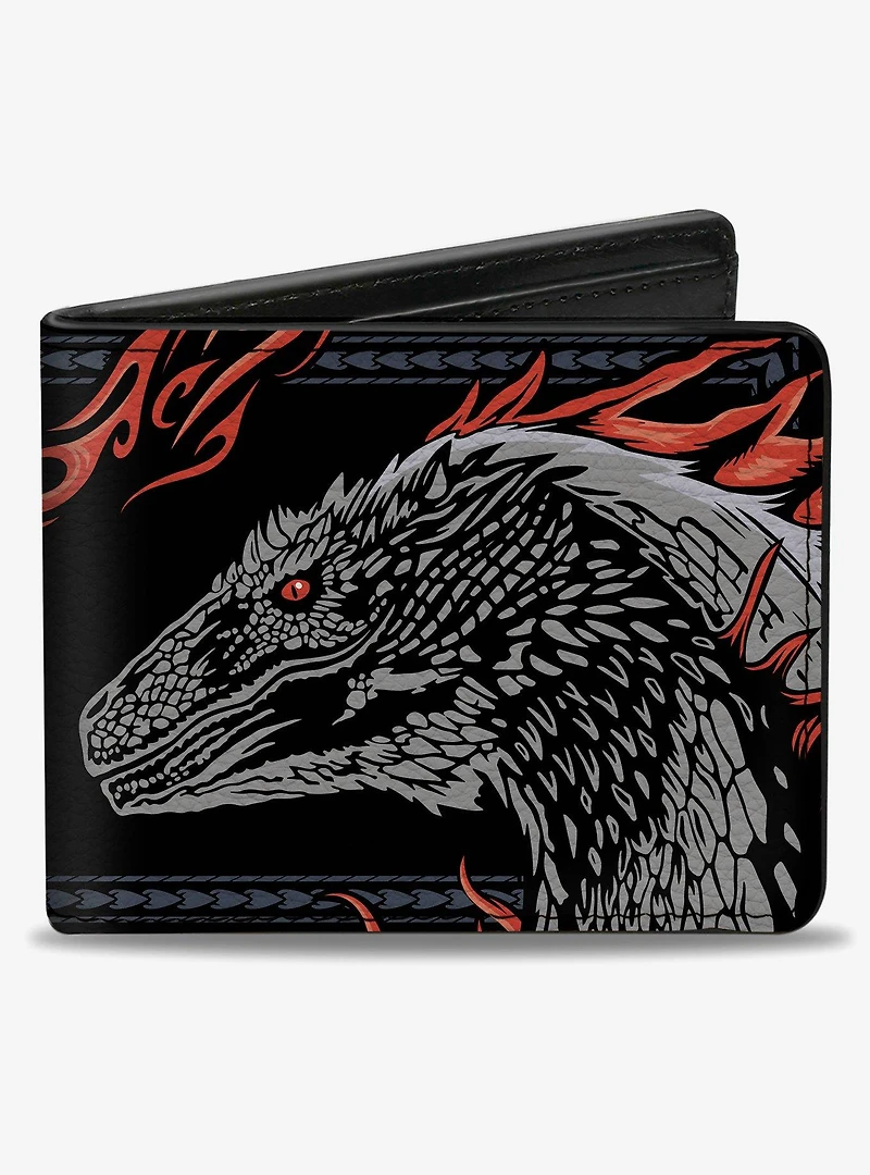 House of the Dragon Dragon Pose with Flames and Logo Bifold Wallet