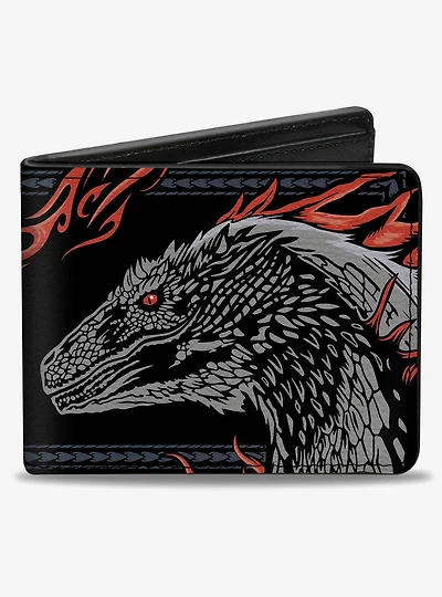 House of the Dragon Dragon Pose with Flames and Logo Bifold Wallet
