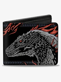 House of the Dragon Dragon Pose with Flames and Logo Bifold Wallet