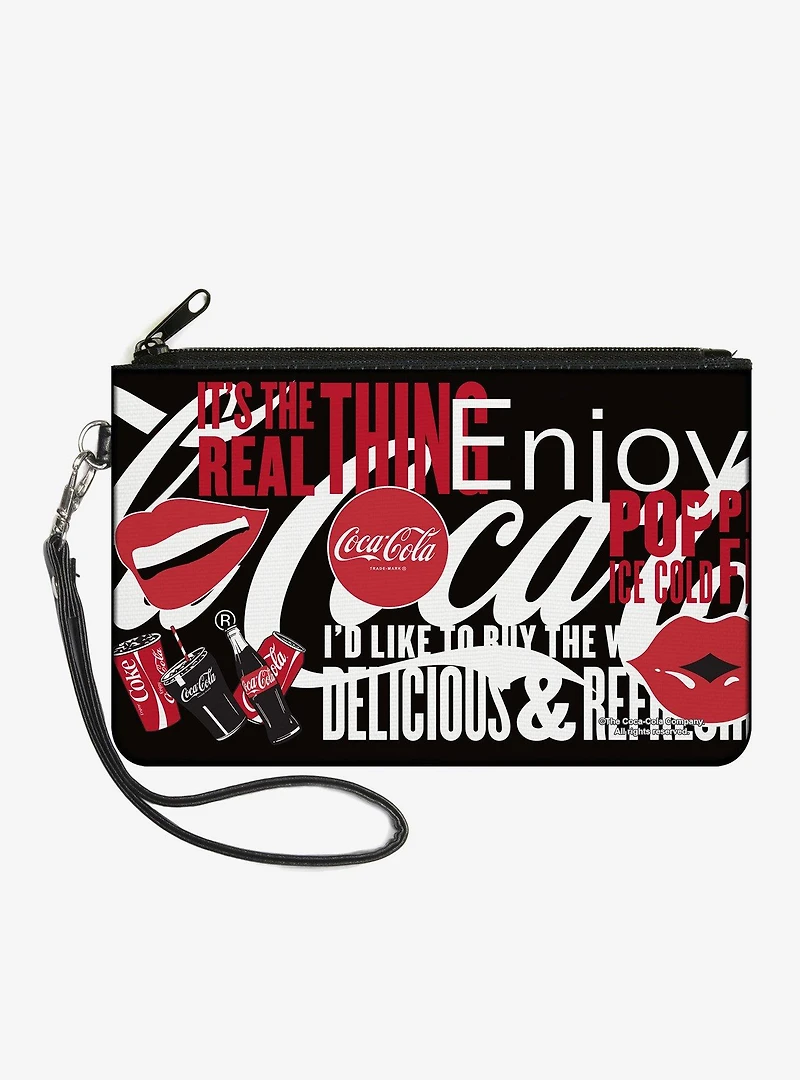 Coca-Cola Its The Real Thing Collage Zip Clutch Wallet
