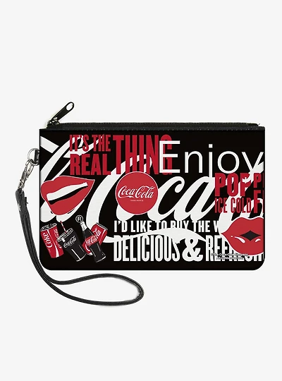 Coca-Cola Its The Real Thing Collage Zip Clutch Wallet