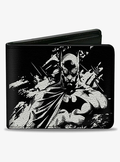 DC Comics Batman the Dark Knight and  Joker Smiling Sketch Poses Bifold Wallet