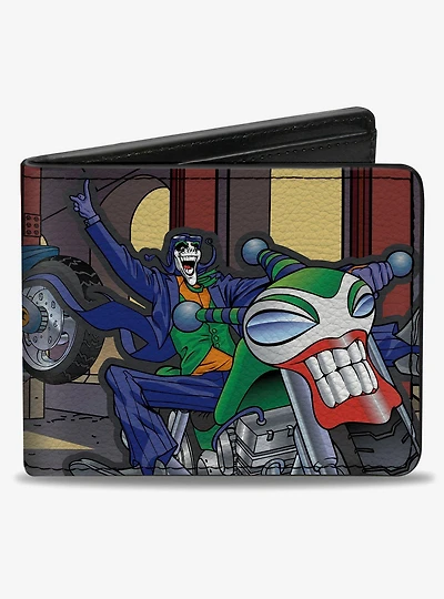 DC Comics Batman Chasing Joker On Motorcycle In Tunnel Scene Bifold Wallet
