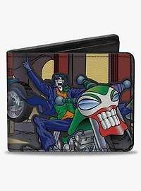 DC Comics Batman Chasing Joker On Motorcycle In Tunnel Scene Bifold Wallet