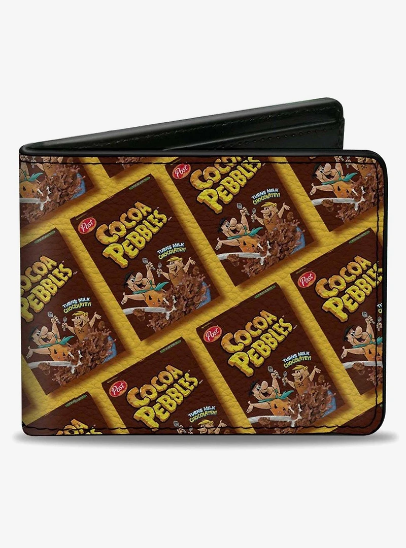 The Flintstones Cocoa Pebbles Fred and Barney Cereal Box Repeat Bifold Wallet