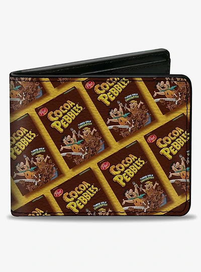 The Flintstones Cocoa Pebbles Fred and Barney Cereal Box Repeat Bifold Wallet