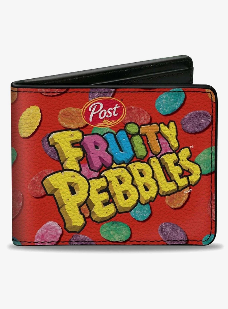 The Flintstones Fruity Pebbles Logo and Cereal Scattered Bifold Wallet