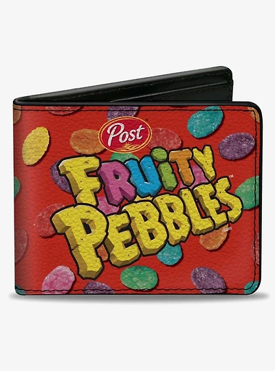 The Flintstones Fruity Pebbles Logo and Cereal Scattered Bifold Wallet