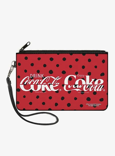 Coca-Cola Drink Coca Cola Coke Polka Dot Zip Clutch Wallet