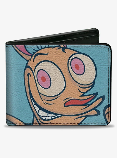 Ren and Stimpy Character Face Close Ups Light Bifold Wallet