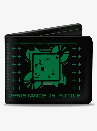 Star Trek Borg Cube Resistance Is Futile Icons Green Bifold Wallet