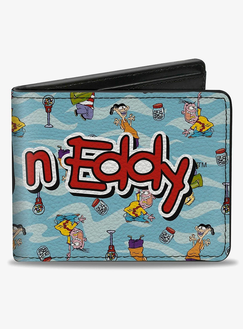 Ed Edd N Eddy Title Logo and Character Poses Scattered Bifold Wallet