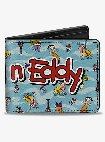 Ed Edd N Eddy Title Logo and Character Poses Scattered Bifold Wallet