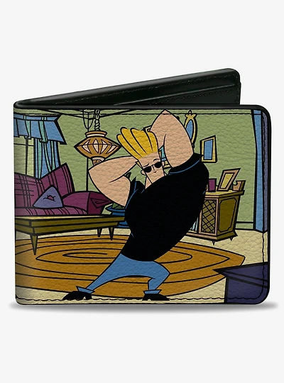 Johnny Bravo Johnny Bravo Living Room Flex Pose and Title Logo Bifold Wallet