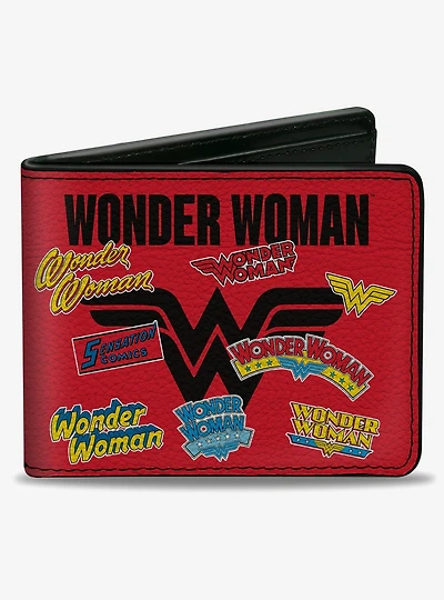DC Comics Wonder Woman Anniversary Logos Collage Bifold Wallet