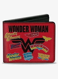 DC Comics Wonder Woman Anniversary Logos Collage Bifold Wallet