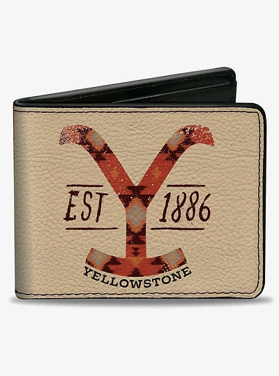 Yellowstone Showtone Dutton Ranch Est 1886 and Native American Pattern Bifold Wallet