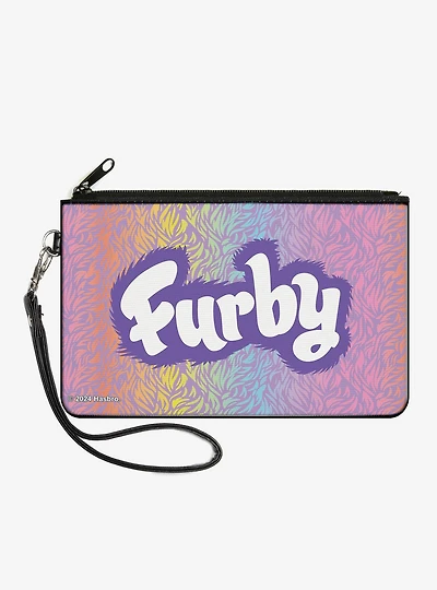 Furby Title Logo Fur Print Purple Zip Clutch Wallet