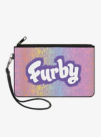 Furby Title Logo Fur Print Purple Zip Clutch Wallet