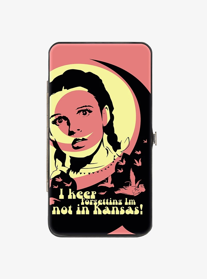 Wizard of Oz Dorothy and Flying Monkeys Not in Kansas Quote Hinged Wallet