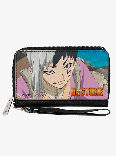 Dr. Stone Gen Asagiri Hiking Pose and Title Logo Zip Around Wallet