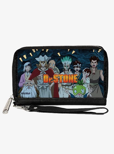 Dr. Stone Nine Character Group Cave Pose and Title Logo Zip Around Wallet