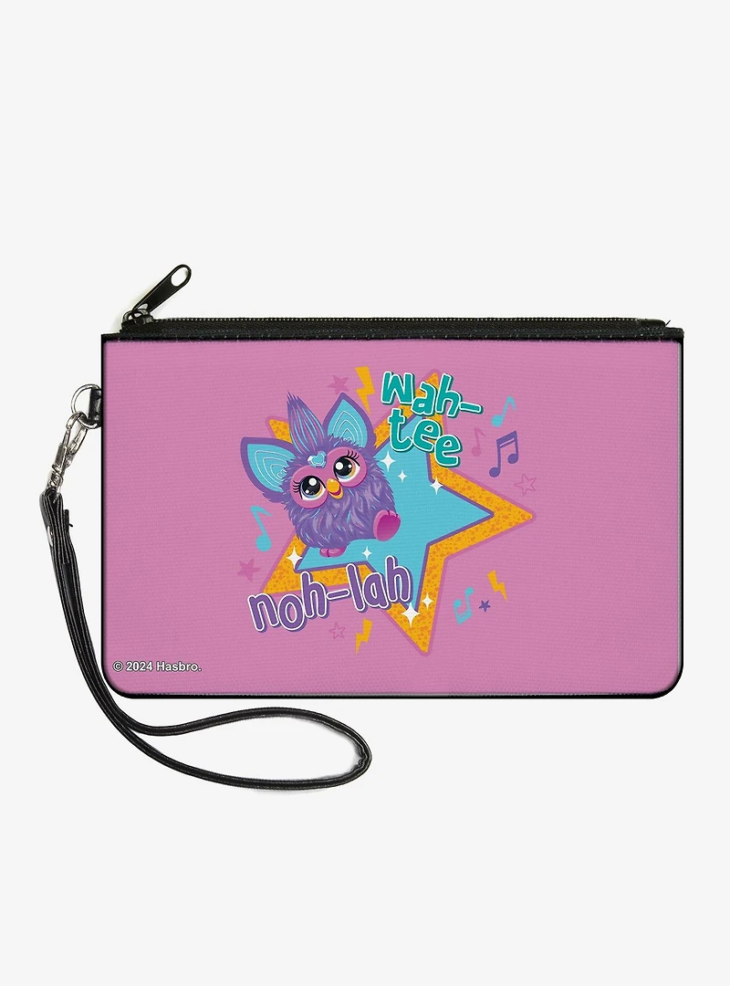 Furby Purple Furby Noh Lah Wah Tee Star Pose Pink Zip Clutch Wallet