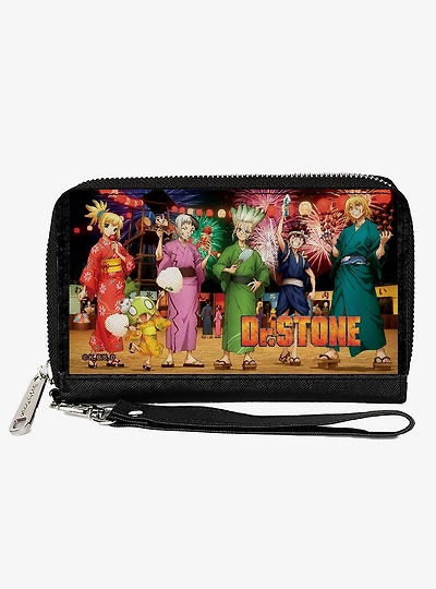 Dr. Stone Six Character Festival Pose and Title Logo Zip Around Wallet