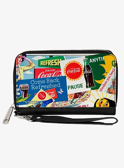 Coca-Cola Vintage Coca Cola Come Back Refreshed Ads and Icons Collage Zip Around Wallet