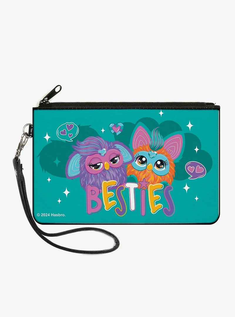Furby Purple and Furby Besties Pose Teal Zip Clutch Wallet