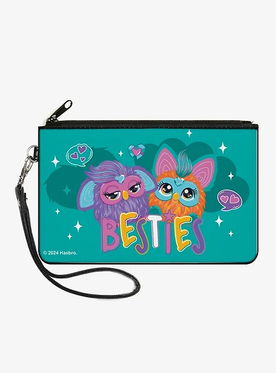 Furby Purple and Furby Besties Pose Teal Zip Clutch Wallet