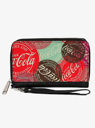 Coca-Cola Drink Coca Cola Coke Patches Stacked Zip Around Wallet