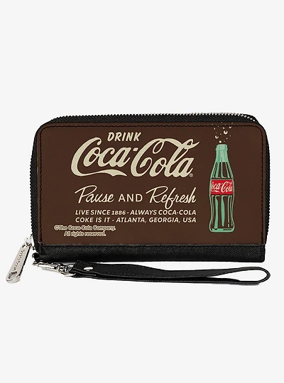 Coca-Cola Drink Coca Cola Pause and Refresh Bottle Zip Around Wallet