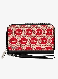 Coca-Cola Coke Bottle Caps Collage Zip Around Wallet