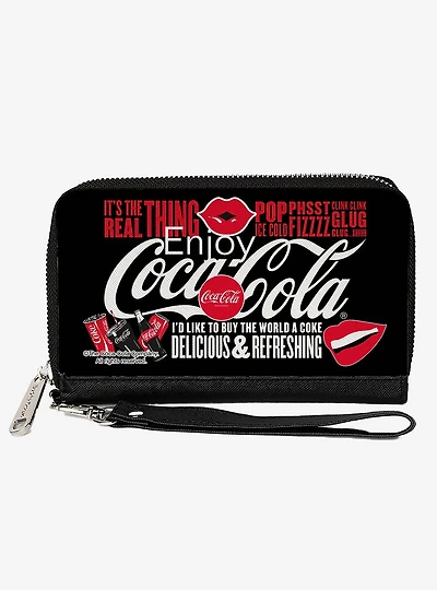 Coca-Cola Its The Real Thing Collage Zip Around Wallet