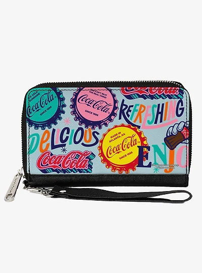Coca-Cola Delicious Refreshing Bottle Caps Zip Around Wallet