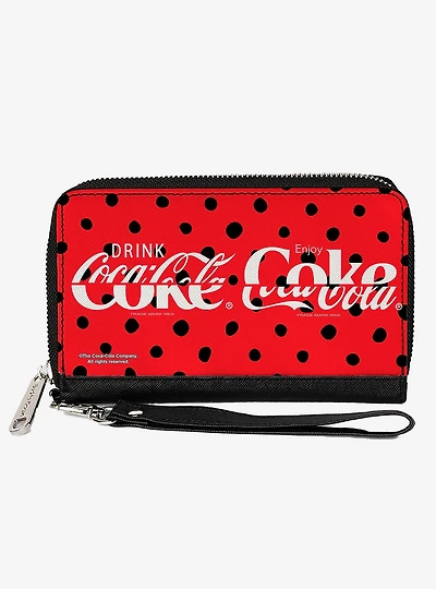 Coca-Cola Drink Coca Cola Coke Polka Dot Zip Around Wallet