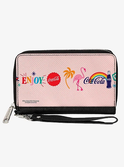 Coca-Cola Enjoy Vibrant Icons Collage Zip Around Wallet
