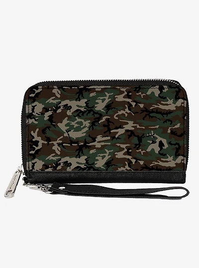 Camo Olive Zip Around Wallet