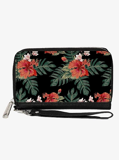 Tropical Flora Greens Zip Around Wallet