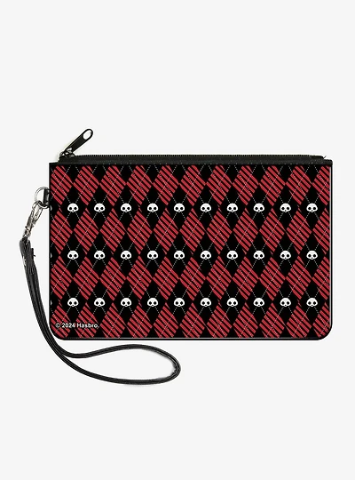 Skelanimals Face Logo Diamond Plaid Zip Clutch Wallet